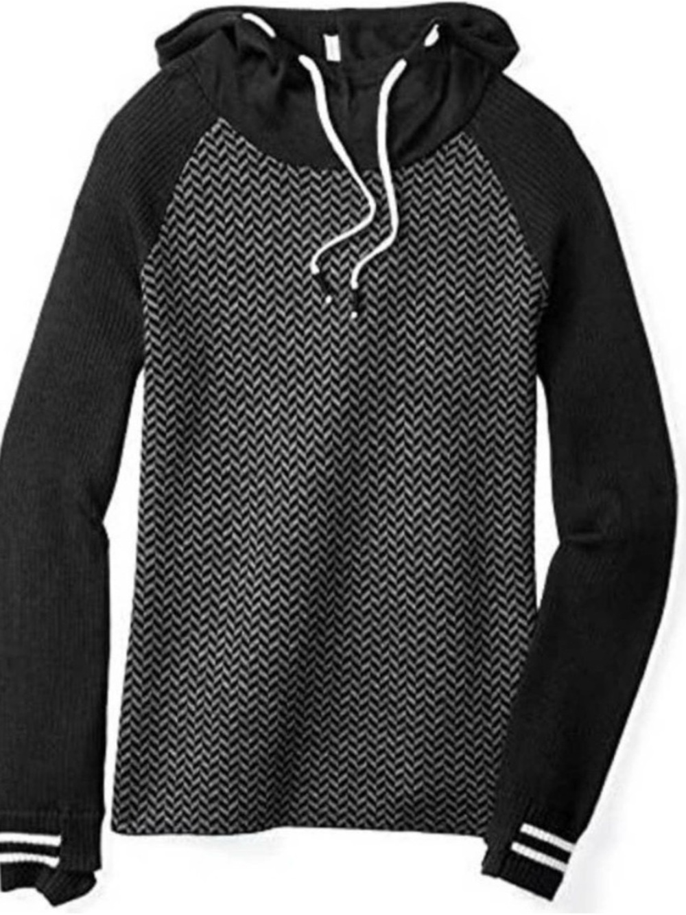 Smartwool Dacano Women's Wool Black & White Knit Hooded Cowl Sweater M